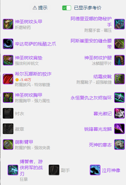 魔兽世界wlkP5猫德BIS装备宝石附魔推荐