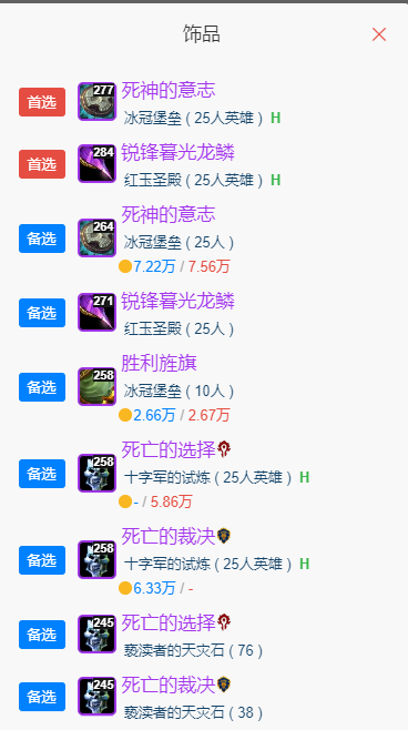 魔兽世界wlkP5邪DKBIS装备宝石附魔推荐