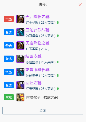 魔兽世界wlkP5血DKBIS装备宝石附魔推荐