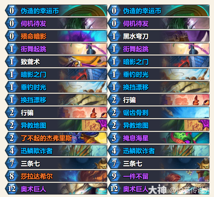 炉石传说33.2狂野模式奇迹贼卡组代码推荐