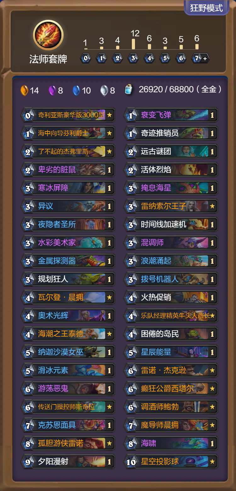 炉石传说33.2.2狂野模式大法术法卡组代码推荐
